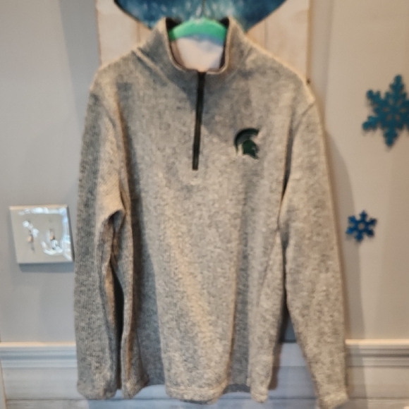Proedge By Knights Apparel Michigan State Spartens Gray Quarter-Zip Sweater Sz M - Picture 1 of 7
